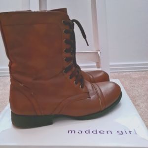 Madden Girl 7.5 Leather Combat Boot
